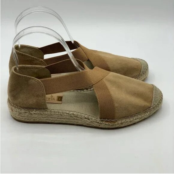 Vidorreta Suede Espadrille with Elasticated Panels Size 37 Tan - Picture 2 of 9
